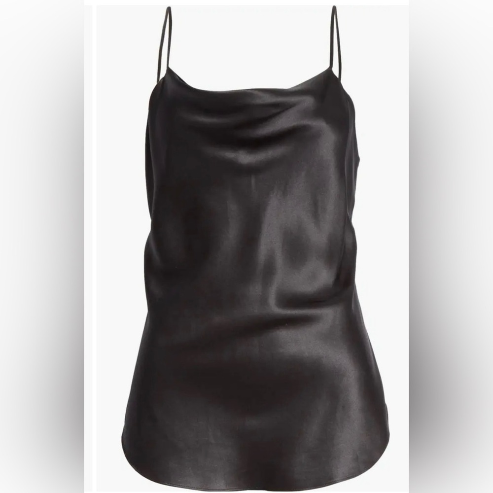 Cinq a Sept,, Marta silk cowl neck cami top, size small, black